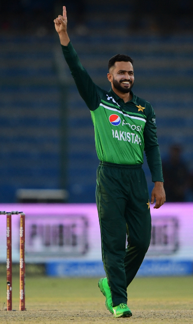 Mohammad Nawaz celebrates his wicket